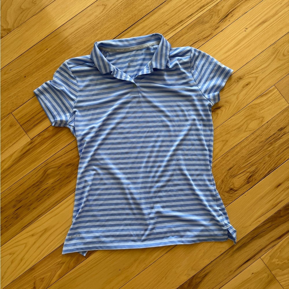 Nike Women’s Golf Striped Polo Shirt Medium Dri Fit